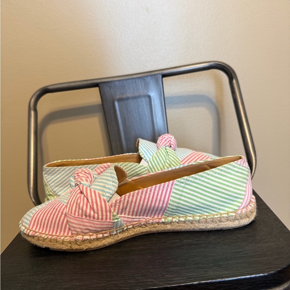 Talbots Pastel Striped Espadrilles with Bow Sz 7.5 - Picture 5 of 14